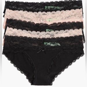 Honeydew Ahna 5-Pack Lace Low Rise Hipster Panties Women’s Medium NWT Black/Pink